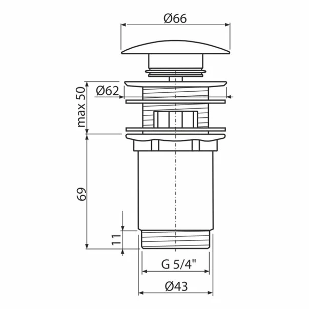 Ventil lavoar metalic cu Click-Clack 5/4 tol dop alb mare cu preaplin Alca [1]