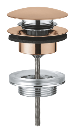 Accesorii baie - Ventil push to open Grohe 65807DL0, 64 mm, 70 mm, 35 diametru, 1 1/4 diametru montaj, universal, Cupru