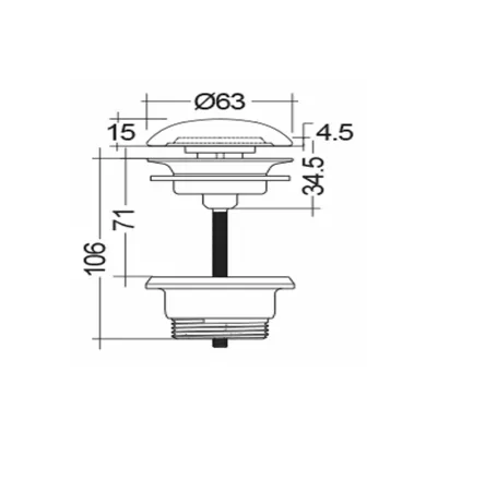 Ventil Rak Ceramics DUO000500A, 1 1/4'', universal, push to open, mat, alb [1]
