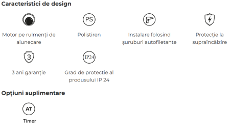 Ventilator baie cu timer VentEurope EASY125T, 125 mm, 183 mc/h, IP24, 14W, Alb [4]