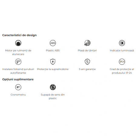 Ventilator baie VENTEUROPE CLASSIC100BDT, 100 mm, 97 mc/h, alb, IP24 [1]