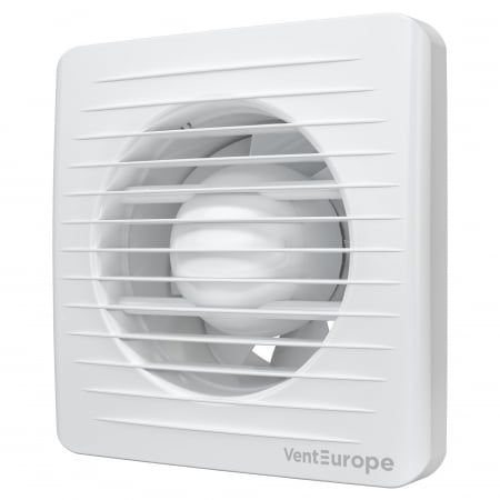 Termice, climatizare si ventilatie - Ventilator baie VentEurope CLASSIC125, diametru 125 mm, debit 183 mc/h, 16W, IP24, silentios, economic, Alb