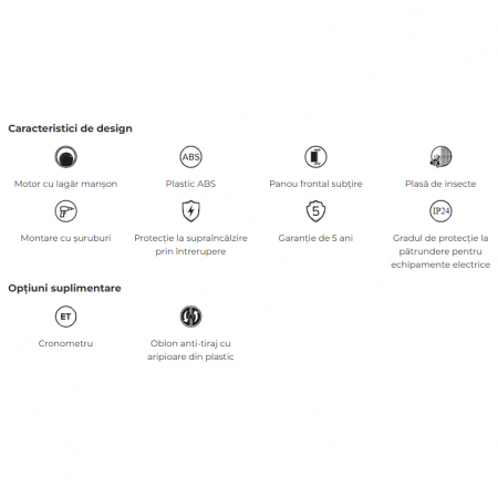 Ventilator baie VentEurope REFINED100BDT, diametru 100 mm, plasa de insecte, clapeta anti-retur, timer, debit 90 mc/h, IP24, 14W, silentios, economic, Alb [4]