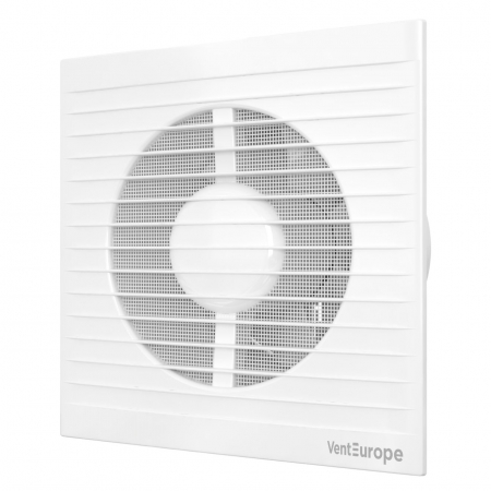 Ventilator baie cu clapeta antiretur VentEurope REFINED125BD, diametru 125 mm, plasa de insecte, debit 140 mc/h, IP24, 16W, silentios, economic, Alb [1]