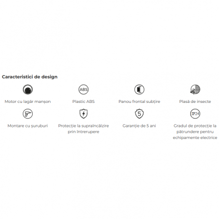 Ventilator baie VentEurope REFINED125, diametru 125 mm, plasa de insecte, debit 140 mc/h, IP24, 16W, silentios, economic, Alb [4]