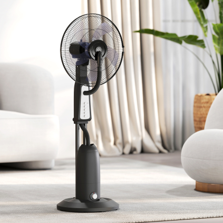  Ventilator cu cu Pulverizare de Apa Reglabil, 3 Viteze si Oscilatie 75° Negru [7]