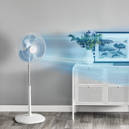 Ventilator cu picior Essential+ VU4410F2, putere 45 W, 3 trepte de putere, design compact, consum redus de energie, , alb [5]