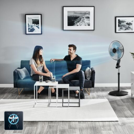 Ventilator cu picior Essential+ VU4420F2, putere 60 W, protecție impotriva țanțarilor, 3 trepte de viteza, consum redus de energie, design compact, negru [2]