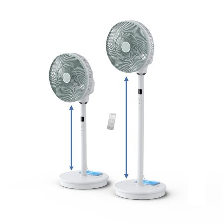Ventilator cu picior Rowenta Turbo Silence Compact 3D Nomad QV5050F0, 20 W, 3 moduri automate, 20 trepte de viteza, telecomanda inclusa, inaltime ajustabila, motor Effitech, timer, cronometru, alb [13]