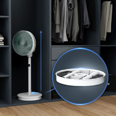 Ventilator cu picior Rowenta Turbo Silence Compact 3D Nomad QV5050F0, 20 W, 3 moduri automate, 20 trepte de viteza, telecomanda inclusa, inaltime ajustabila, motor Effitech, timer, cronometru, alb [5]
