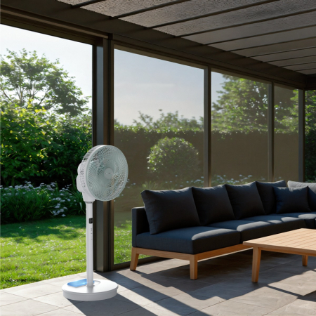 Ventilator cu picior Rowenta Turbo Silence Compact 3D Nomad QV5050F0, 20 W, 3 moduri automate, 20 trepte de viteza, telecomanda inclusa, inaltime ajustabila, motor Effitech, timer, cronometru, alb [4]
