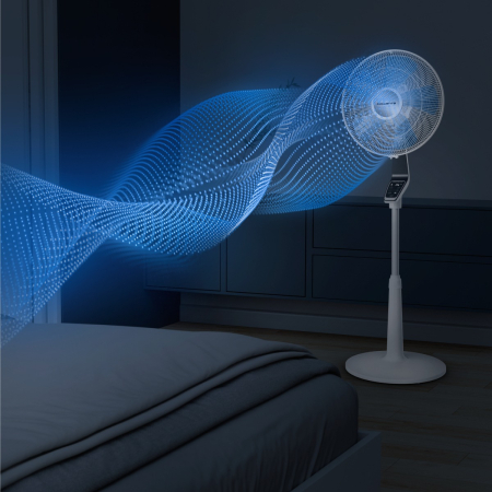 Ventilator cu picior Rowenta Turbo Silence Extreme VU5677F0, 34 W, 10 trepte de viteza, oscilatie multidirectionala automata, oprire automata, motor Effitech, telecomanda, timer, cronometru, inaltime  [6]
