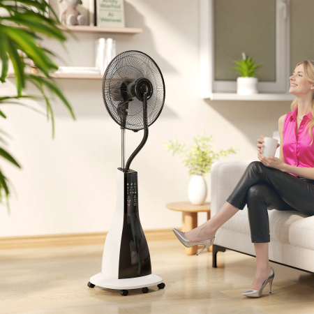  Ventilator cu Pulverizare de Apa, 3 Moduri si 3 Viteze, Alb si Negru [1]