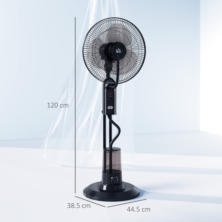  Ventilator cu Pulverizare de Apa, 3 Viteze si 3 Moduri cu Telecomanda, Negru [2]