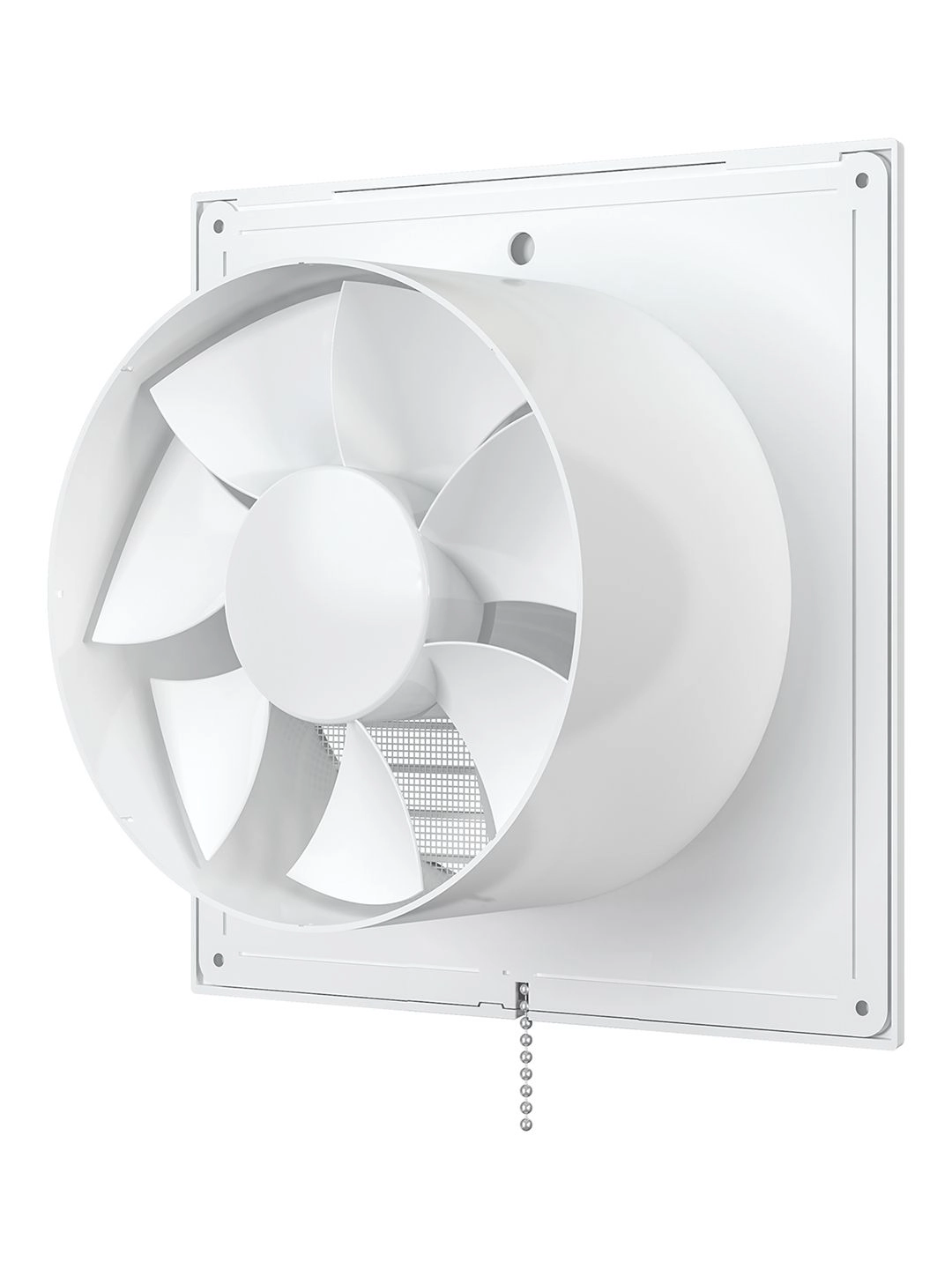 Ventilator de perete VentEurope REFINED150BDPS, patrat, snur pornire/oprire, clapeta antiretur, diametru 150 mm, debit 250 mc/h, 16W, IP24, silentios, Alb - Copie [3]