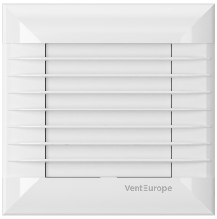 Ventilator de perete VentEurope AUTO125, patrat, diametru 125 mm, debit 183 mc/h, 18W, IP24, jaluzele automate, silentios, Alb [1]