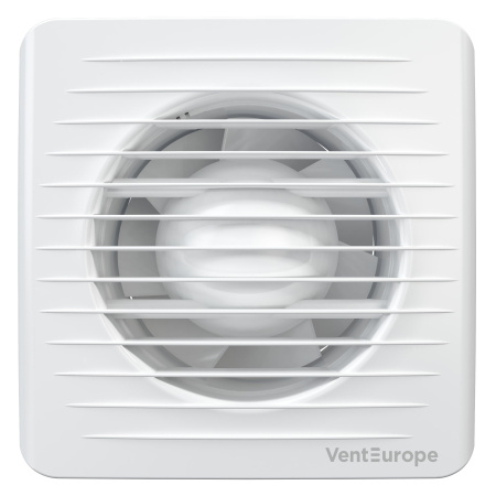 Ventilator de perete VentEurope CLASSIC100BD, cu clapeta antiretur si indicator luminos, patrat, diametru 100 mm, debit 97 mc/h, 14W, IP24, Alb [1]