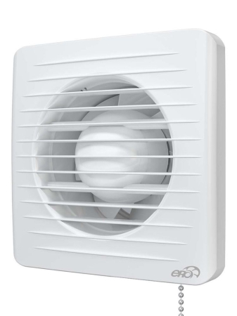 Climatizare si ventilatie - Ventilator de perete VentEurope CLASSIC125BDPS, patrat, cu clapeta antiretur, snur pornire/oprire, indicator luminos, diametru 125 mm, debit 183 mc/h, 16W, IP24, Alb