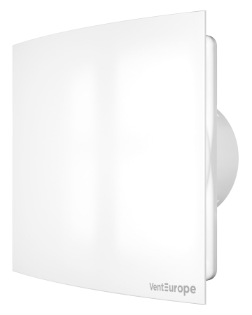 Climatizare si ventilatie - Ventilator de perete VentEurope PLACE100, patrat, diametru 100 mm, debit 90 mc/h, 14W, IP24, silentios, Alb