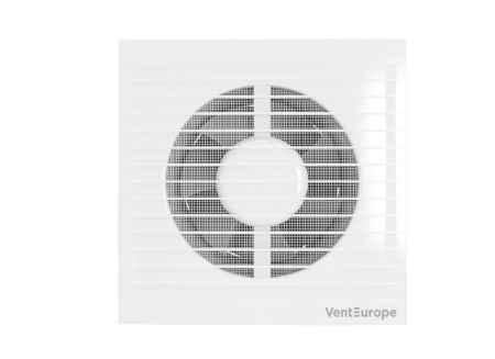Ventilator de perete VentEurope REFINED150, patrat, diametru 150 mm, debit 250 mc/h, 16W, IP24, silentios, Alb [1]
