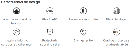 Ventilator de perete VentEurope REFINED150, patrat, diametru 150 mm, debit 250 mc/h, 16W, IP24, silentios, Alb [5]