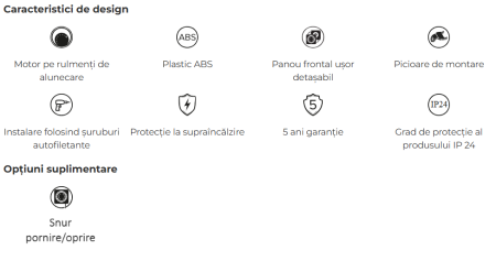 Ventilator de perete VentEurope VALUE100PS, patrat, snur pornire/oprire, diametru 100 mm, debit 100 mc/h, 14W, IP24, silentios, economic, Alb [5]
