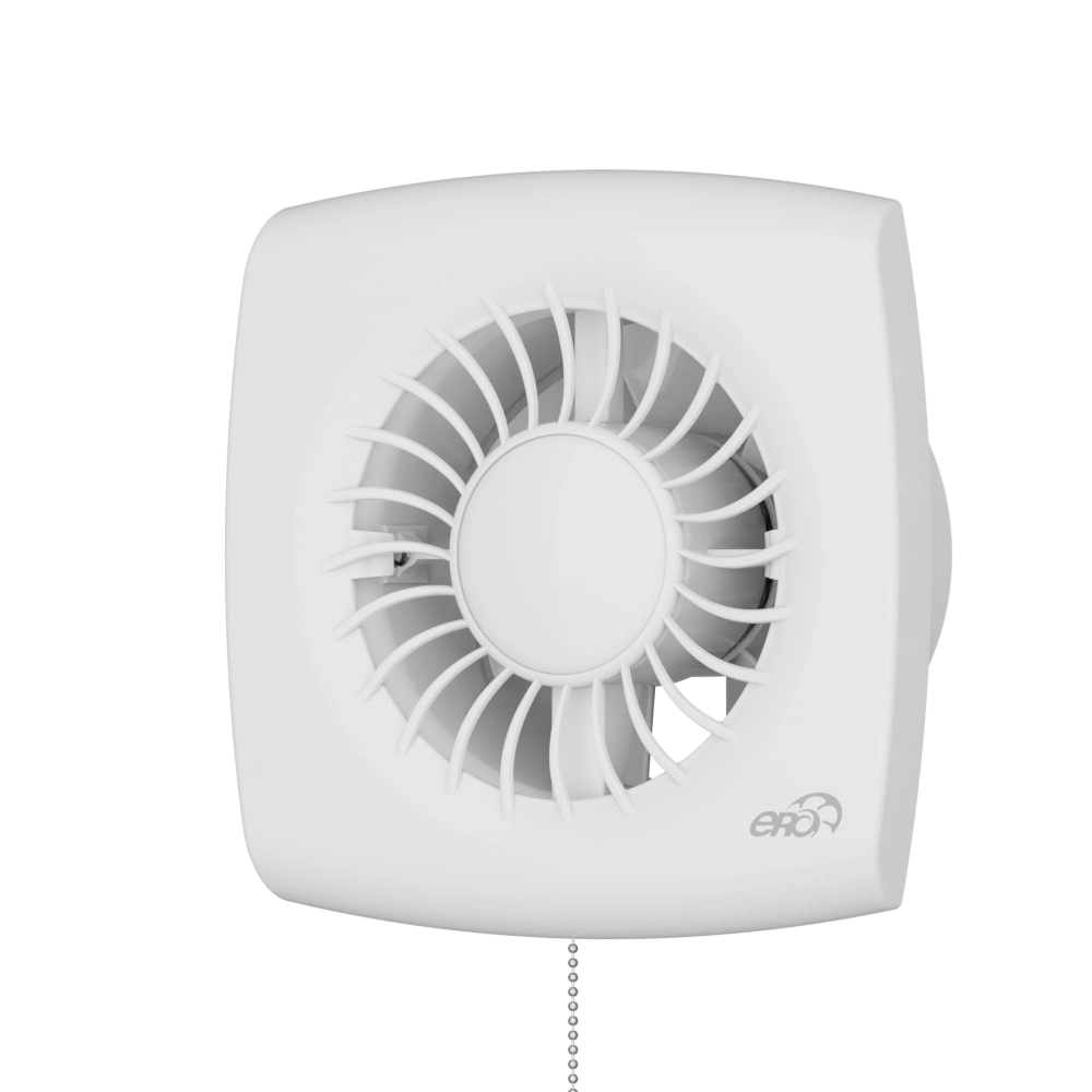 Termice, climatizare si ventilatie - Ventilator de perete VentEurope VALUE100PS, patrat, snur pornire/oprire, diametru 100 mm, debit 100 mc/h, 14W, IP24, silentios, economic, Alb