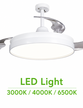 Ventilator de tavan cu iluminare LED HAEGER BRIGHT WHITE, Diametru 107 cm, Telecomanda, 6 viteze, Timer, 24 W, Silentios, Rotatie reversibila iarna/vara, Alb [2]
