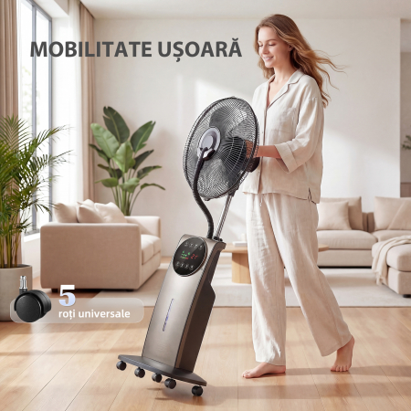 , Ventilator de Tip Coloana, Cu Pulverizare de Apa, ABS, Metal, 50 x 39 x 138 cm, Maro [8]