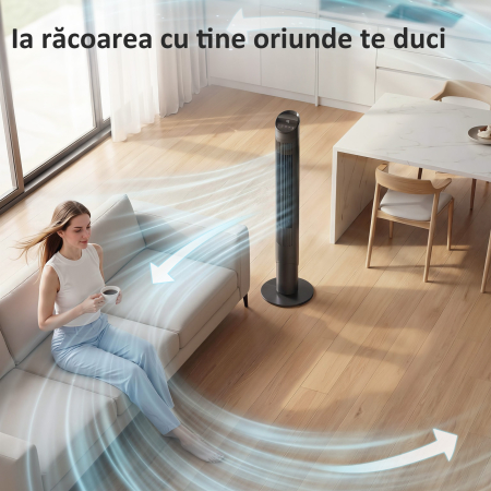  Ventilator de Tip Turn 116 cm, control prin aplicatie WiFi, pentru dormitor, culoare neagra [7]