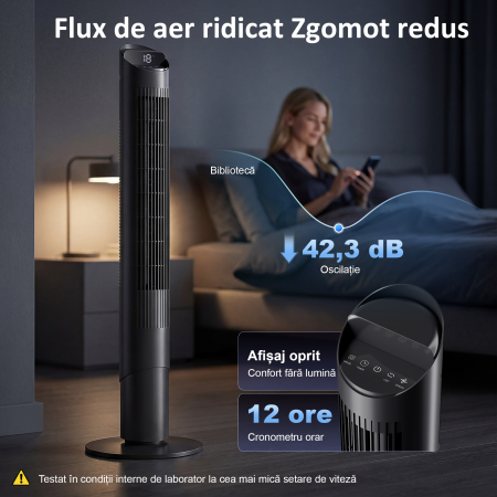  Ventilator de Tip Turn 116 cm, control prin aplicatie WiFi, pentru dormitor, culoare neagra [6]