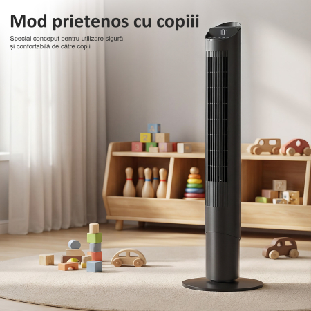  Ventilator de Tip Turn 116 cm, control prin aplicatie WiFi, pentru dormitor, culoare neagra [8]
