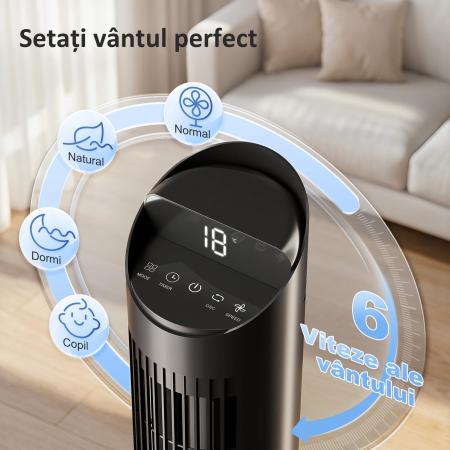  Ventilator de Tip Turn 116 cm, control prin aplicatie WiFi, pentru dormitor, culoare neagra [5]