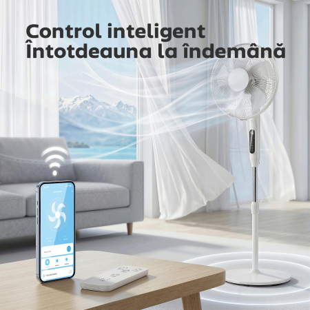  Ventilator pe Suport cu Telecomanda, Ventilator Vertical, Alb [3]