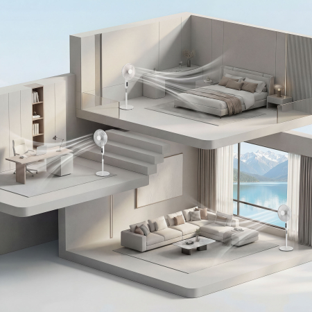  Ventilator pe Suport cu Telecomanda, Ventilator Vertical, Alb [8]