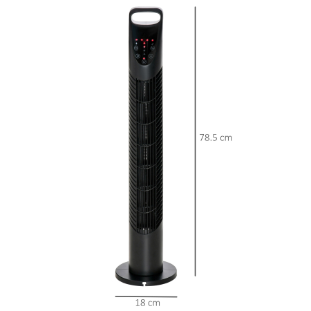  Ventilator Reglabil Oscilant cu 3 niveluri de viteza si Telecomanda de control de la distanta, Ф18x78.5cm Negru [2]
