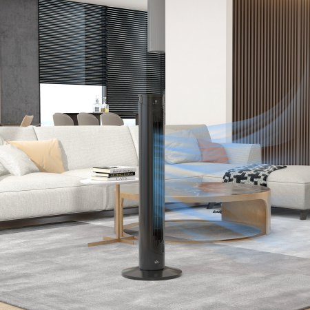  Ventilator turn 45W cu 4 moduri si 3 viteze, timer de 12h, din ABS, Ø31.5x93 cm, negru [1]