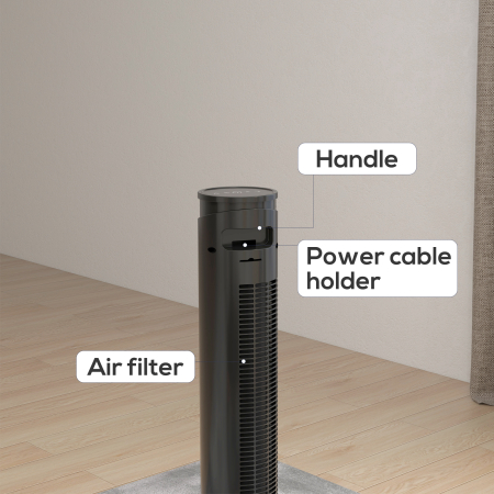  Ventilator turn 45W cu 4 moduri si 3 viteze, timer de 12h, din ABS, Ø31.5x93 cm, negru [7]