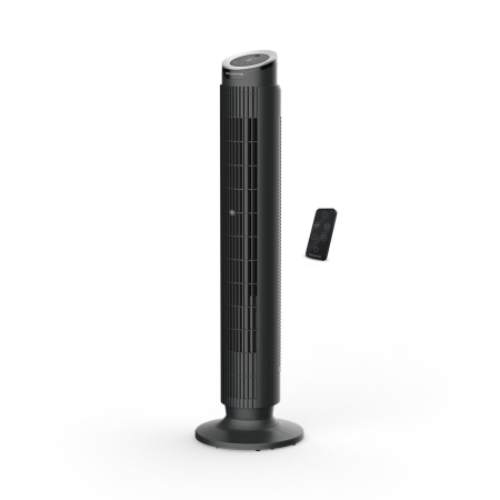 Climatizare si ventilatie - Ventilator turn Rowenta Eole Silence Force VU7020F0, 8 trepte de viteza, motor Effitech®, timer 8 ore, functie de noapte, ecran LED, oprire automata, telecomanda inclusa, negru