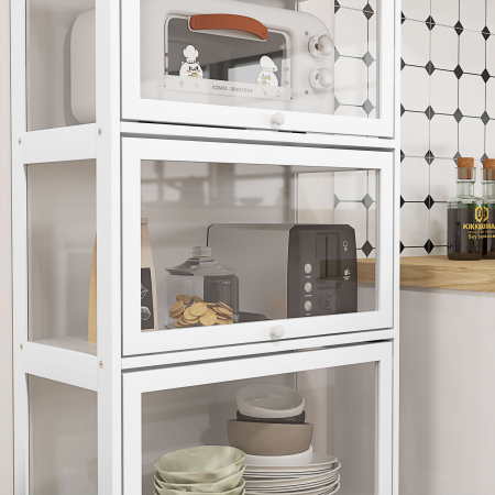  Vitrina Colectionari cu 4 Niveluri, Usi cu Balamale, Sistem Anti-Rasturnare, pentru Birou, Dormitor, 59 x 30 x 139 cm, Alb [7]