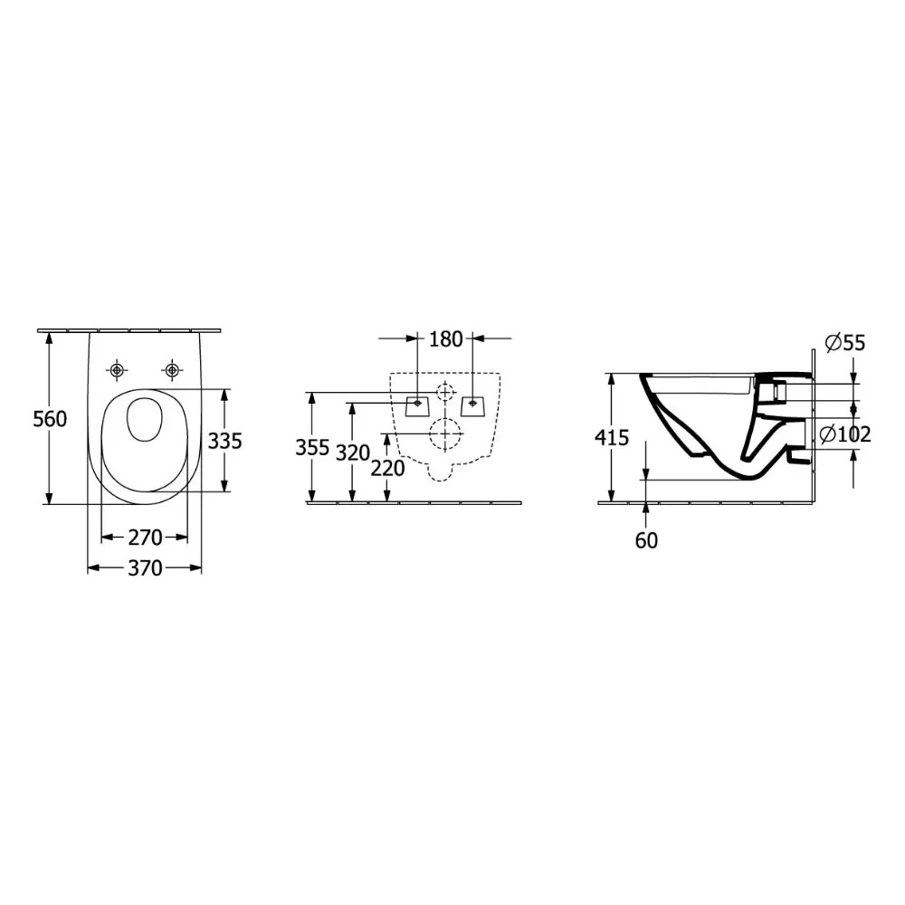 WC Villeroy and Boch Antao, suspendat, Rimless, fara capac, TitanGlaze, lucios, negru, 4674T0R7 [3]