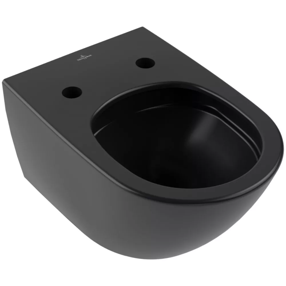 Toalete - WC Villeroy and Boch Antao, suspendat, Rimless, fara capac, TitanGlaze, lucios, negru, 4674T0R7