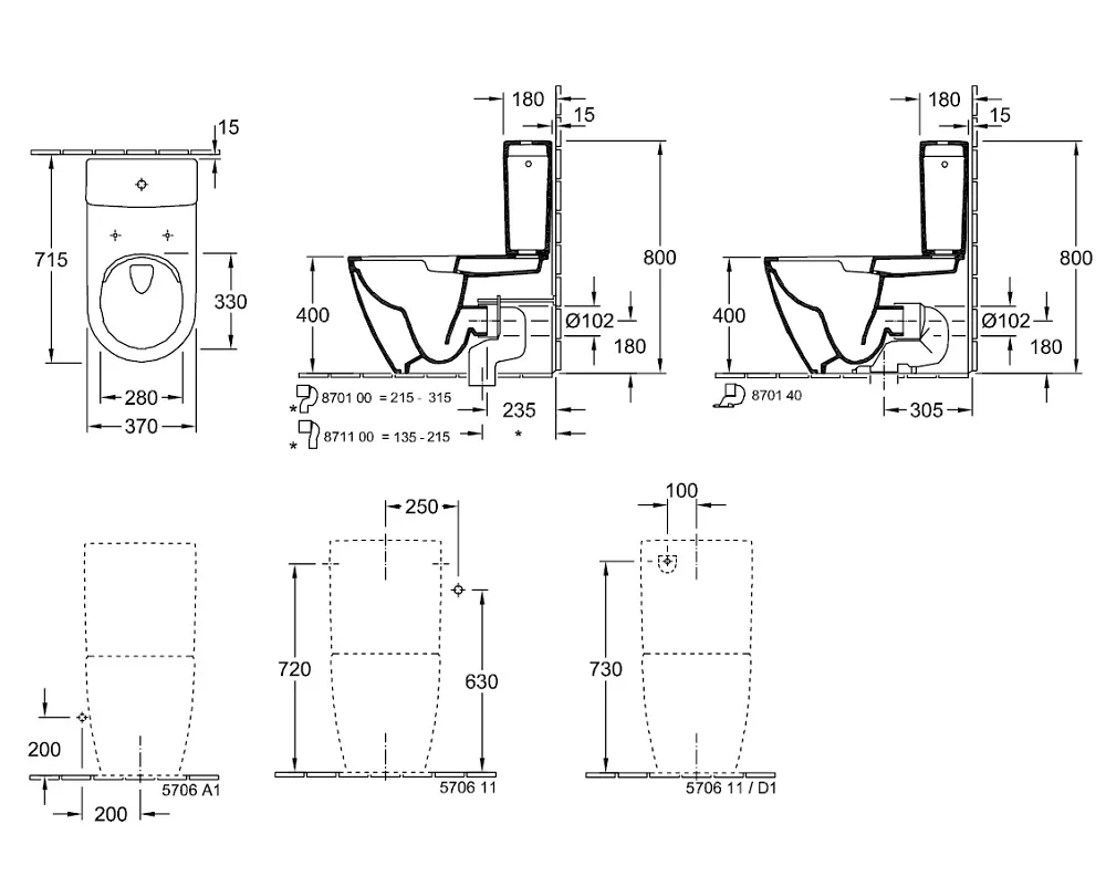 WC Villeroy and Boch Subway 2, pe podea, Rimless, fara capac/rezervor, alb, 5617R001 [4]