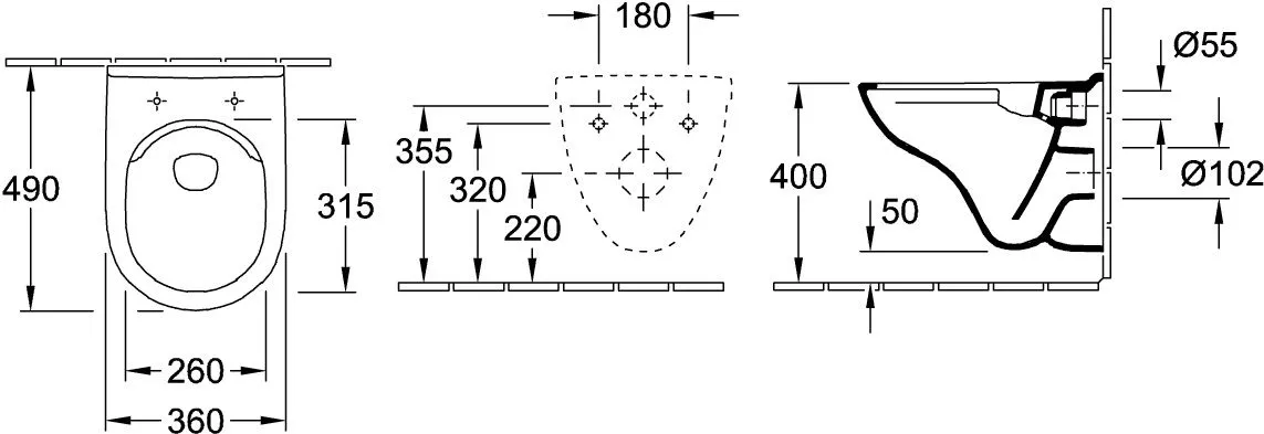 WC Villeroy & Boch O.novo, suspendat, DirectFlush, compact, fara capac, alb, 5688R001 [12]