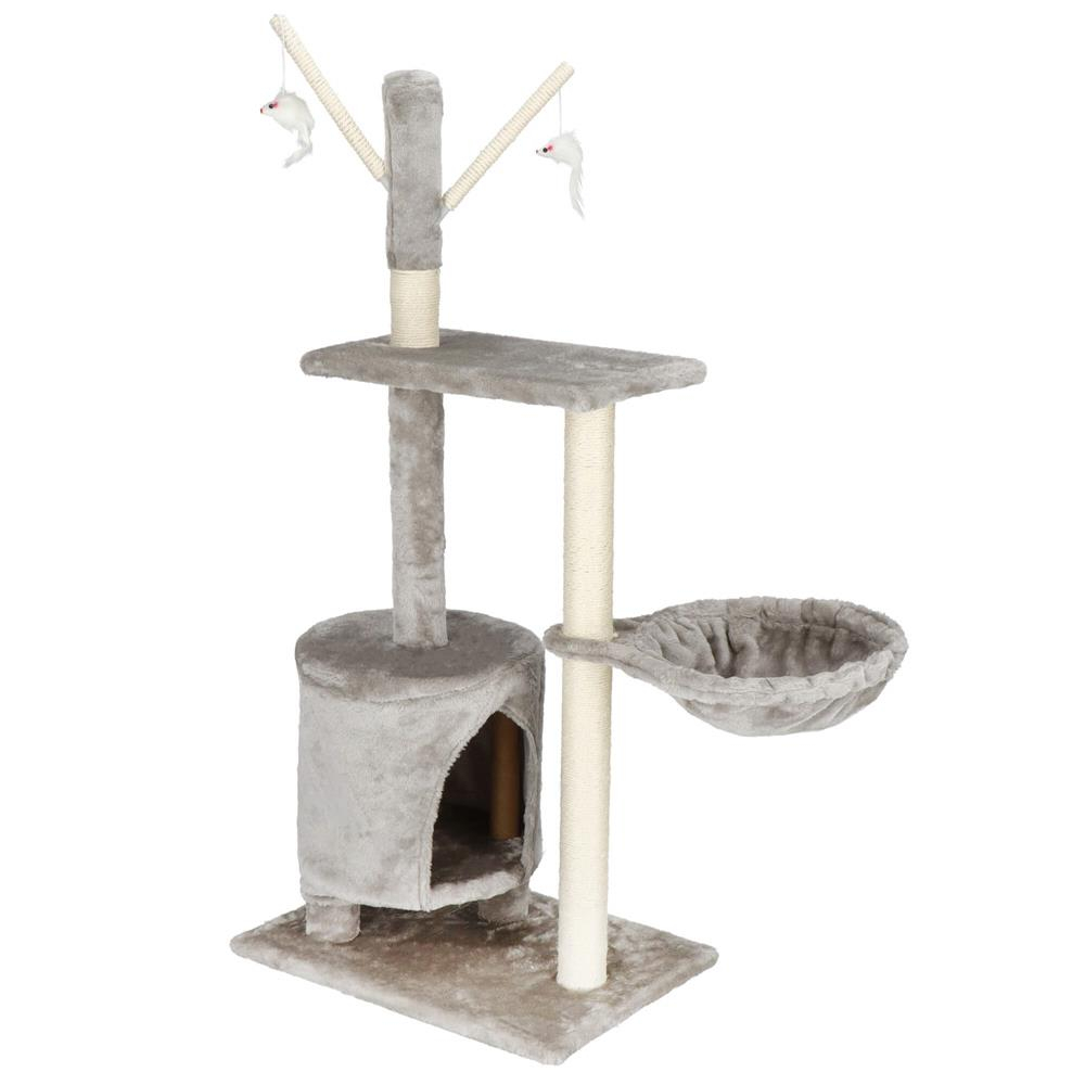 Ansamblu joaca pisici loc zgariat ascunzatoare culcus soricei, 108 cm, stalpi sisal, gri Brius 