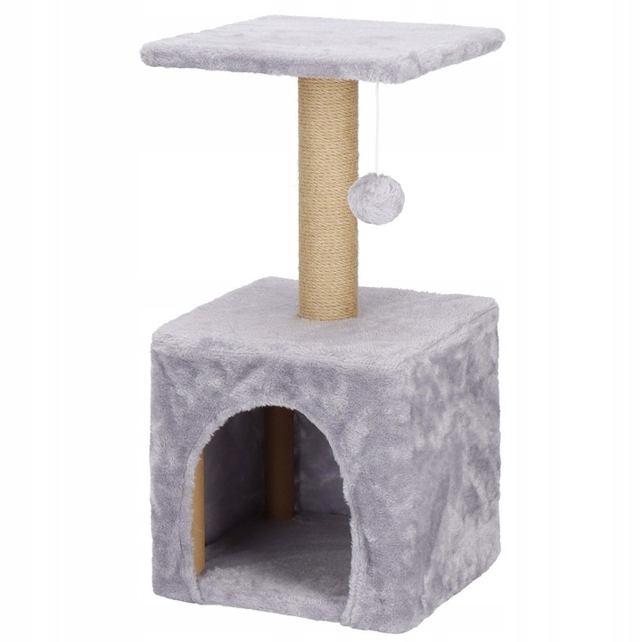 Ansamblu joaca pisici loc zgariat ascunzatoare platforma sisal, 62 cm, stabil, gri Brius 