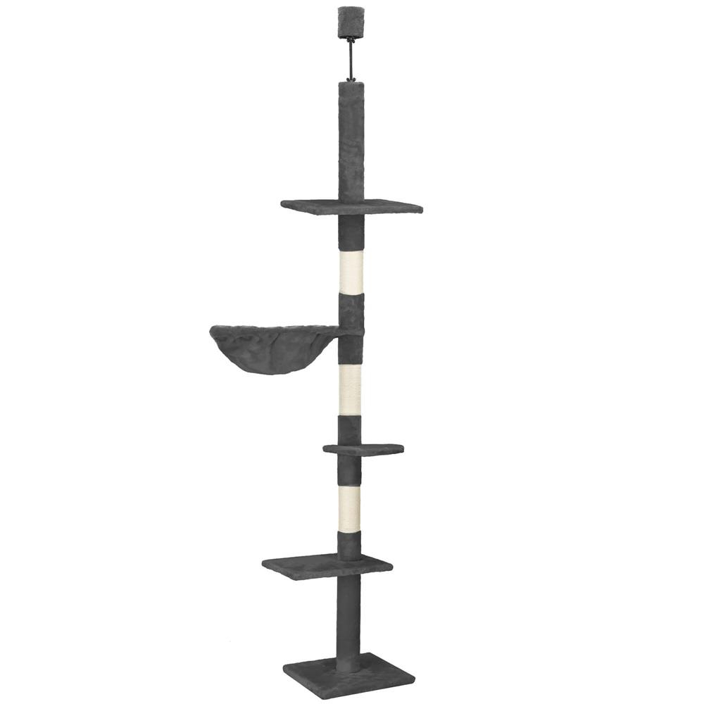 Ansamblu joaca pisici stalp catarat pana la tavan reglabil, 240-265 cm, stalpi sisal, gri inchis Brius 