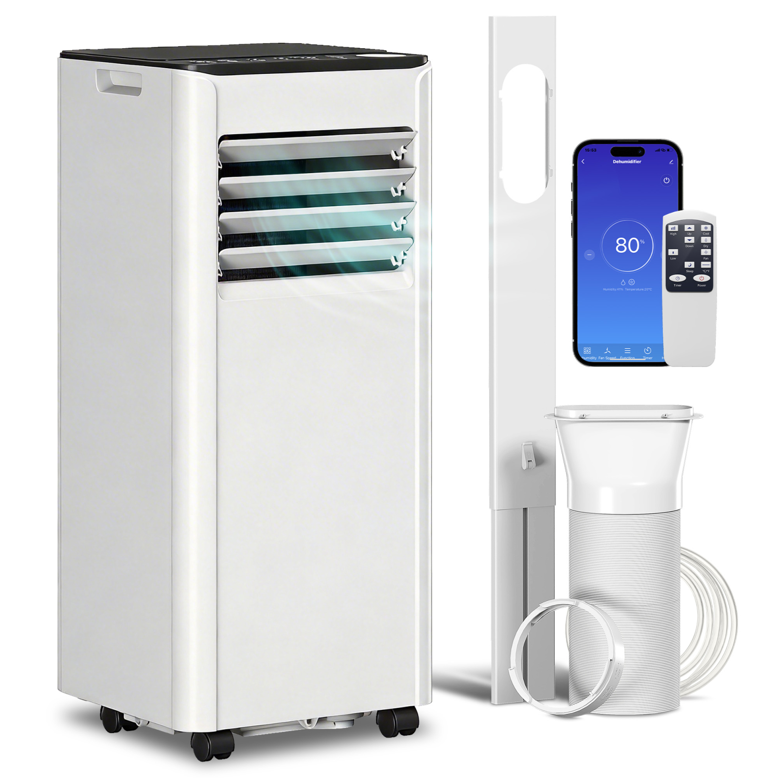 Aparat de aer conditionat portabil 9000 BTU cu racire, dezumidificator, ventilator si mod noapte. Brius 