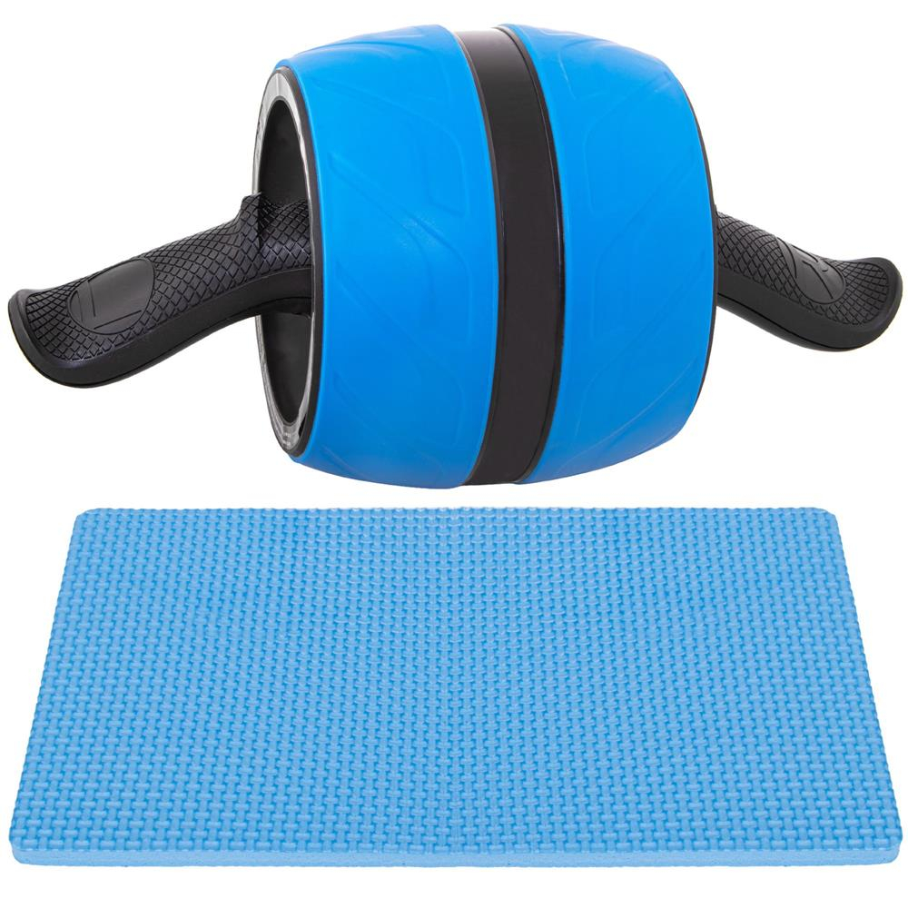 Aparat fitness roata abdomene covor spuma inclus, design compact, antrenament eficient, albastru negru Brius 