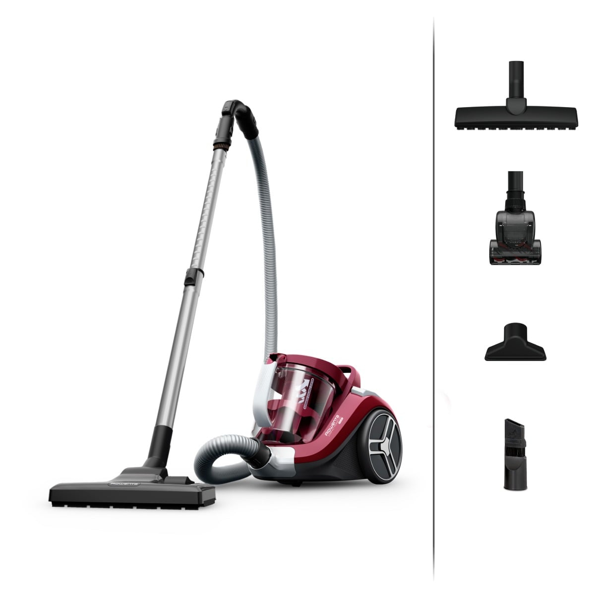 Aspirator fara sac Compact Power XXL RO4B63EA, 900 W, recipient pentru praf 2.5 L, 3 niveluri de filtrare, visiniu